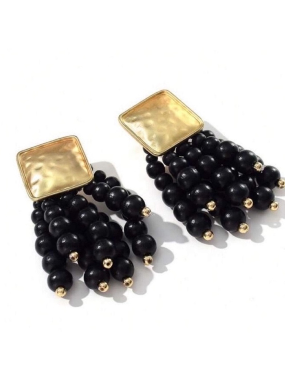 New! Black Beaded Drop Earrings (3009) NWOT
